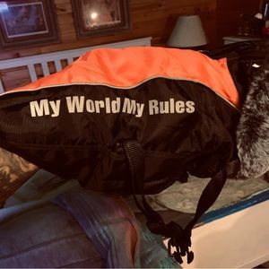 Small dog winter coat with fur lined neck 15” long 8” chest